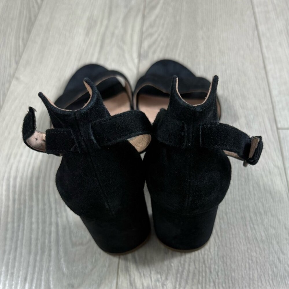 Madewell Regina Claudia Black Suede Heels Open Toe Sandals - Picture 3 of 9